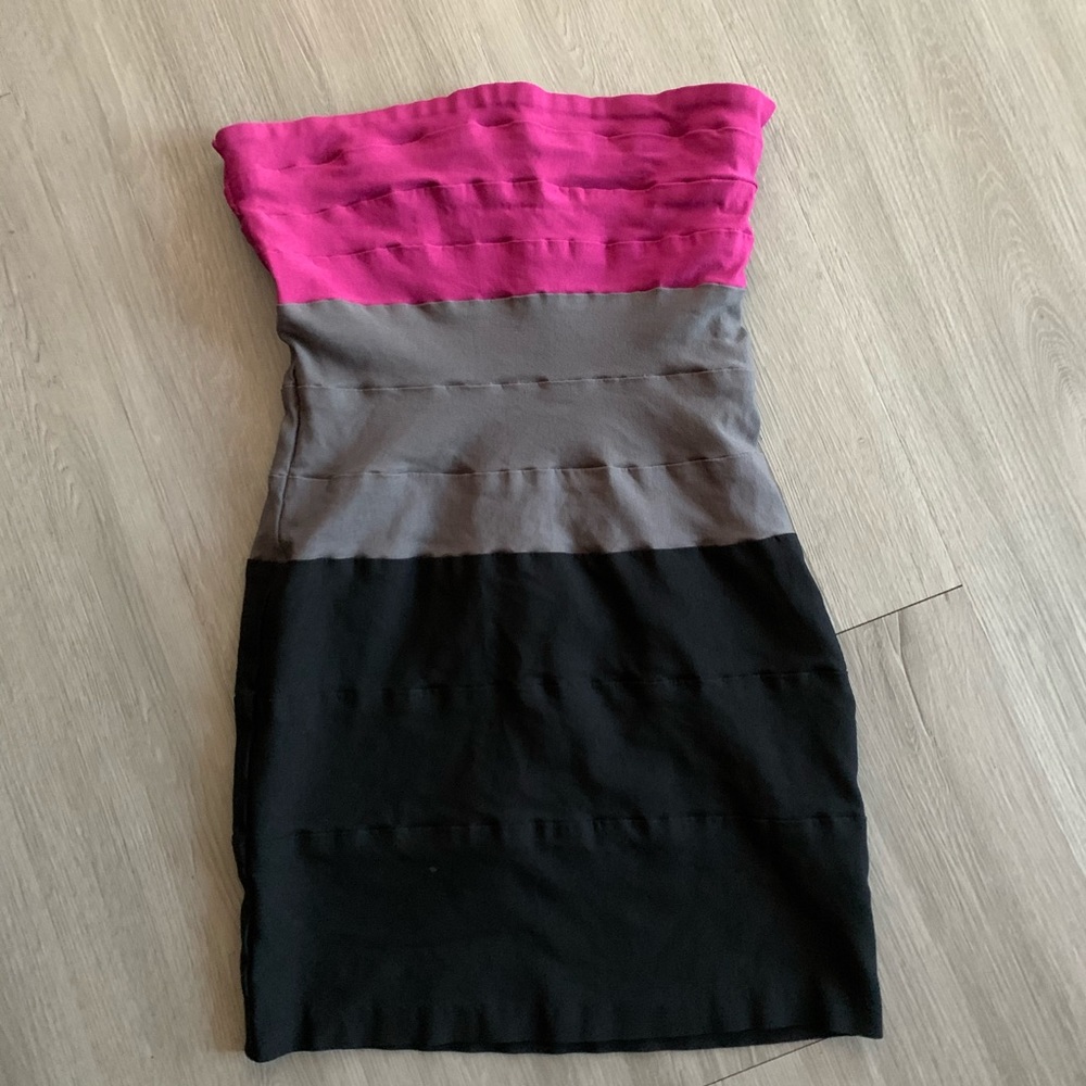 Dress Fuchsia Grey and Black Bandage